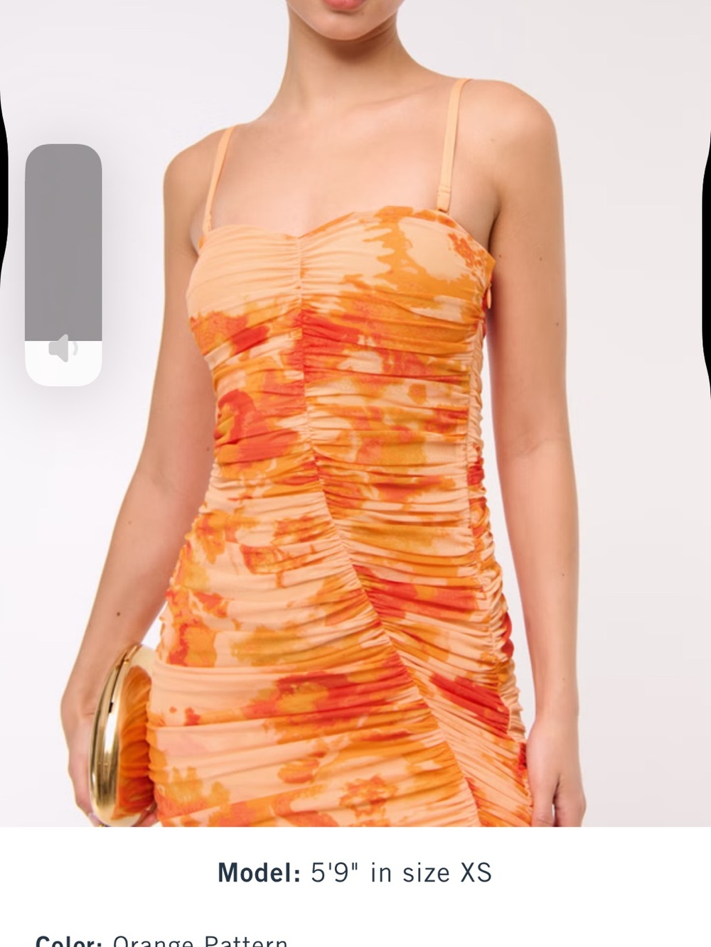Abercrombie & Fitch Orange Watercolor Ruched Slip Maxi Dress - Picture 4 of 4